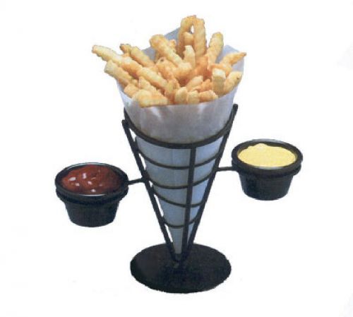 Ironworks™ French Fry Basket, conical, with (2) ramekins, 9-3/8&#034; H
