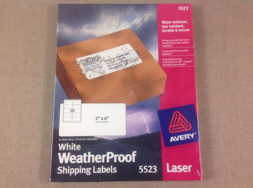 Sealed 500 Avery White Water &amp; Tear Resistant Laser Shipping Labels 2 x 4 #5523