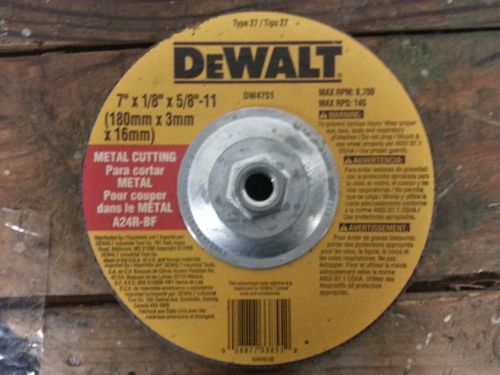 DEWALT DW4751 METAL CUTTING WHEEL, 7X1/8X5/8, DISC, GRINDING,  7&#034; X 1/8&#034; X 5/8&#034;