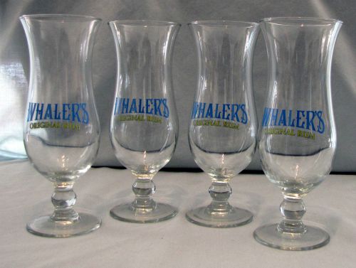 NEW Hurricane Glass Set of 4 Whaler&#039;s Rum Exotic Drink Glasses