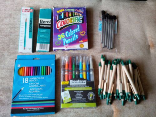 Pens Color Penciles Water Color Brush Pens Craft Glue Brushes Lot