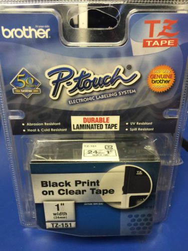 Brother p-touch tz tap 1&#034;  black print on white tape for sale