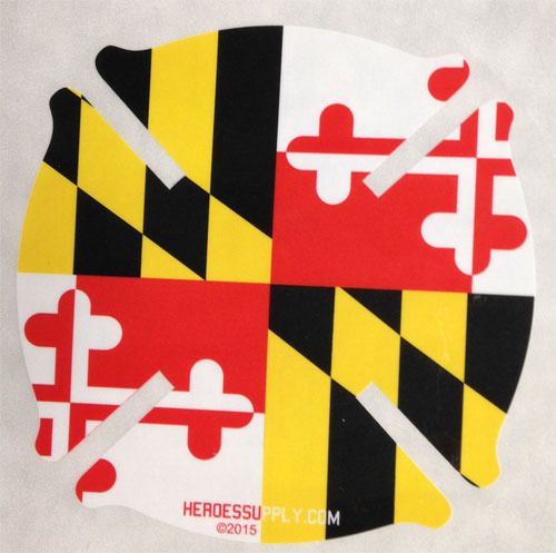 Maryland flag firefighter maltese decal- set of 2 **free shipping** for sale