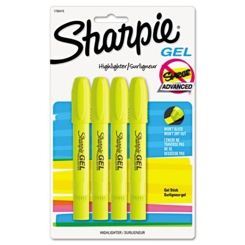 Sharpie Accent Gel Highlightes, Fluorescent Yellow, 4 Highlighters (1780476)