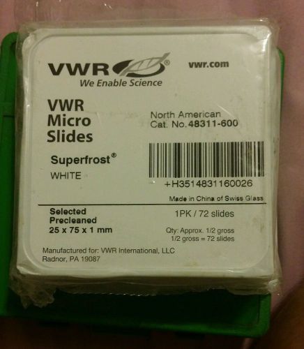 NEW VWR 48311-600 MICRO SLIDES SELECTED PRECLEANED SUPERFROST 25 X 75 X 1
