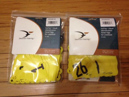 New Destron Fearing Duflex Extra Large Ear Tags for cattle #1-50 yellow