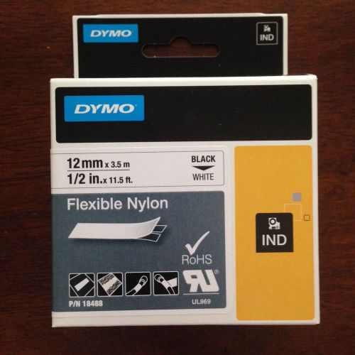 Dymo Rhino 18488 tape for label maker, white, 1/2&#034;X11.5&#039;