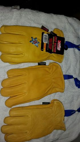 3 pairs of XL insulated deer skin gloves with clips