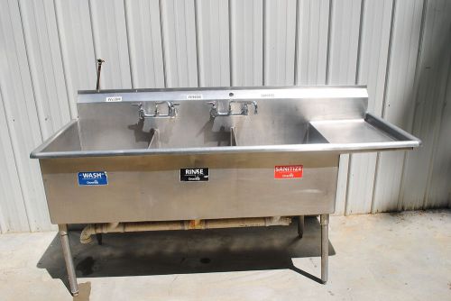 3 COMPARTMENT SINK STAINLESS STEEL 77&#034;