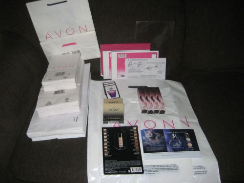 Big Lot of Avon Selling Supplies, Paper Bags and Perfume Samples