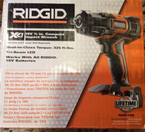 New Ridgid R86010B 1/2&#034; Compact Impact Wrench Tool Only New Cordless NEW