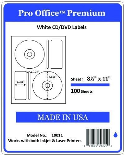Pro Office Premium 200 CD/DVD Labels Matte Memorex Core Compatible Labels for