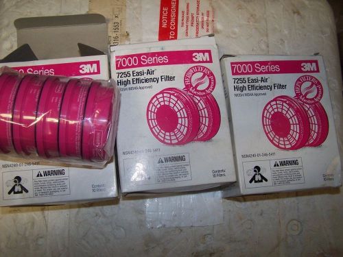 3-10 count boxes (30) 3m 7000 series 7255 easi-air respirator filters for sale