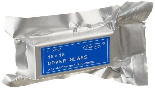 Premiere 94-1818 Square Cover Glass, 18 x 18mm Size, No. 1 Thickness (10oz.)