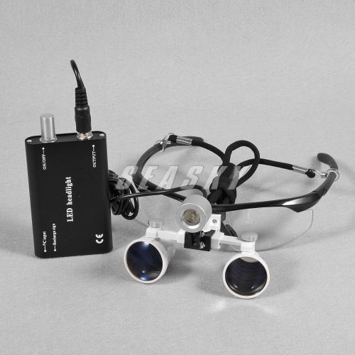 Dental 3.5xr surgical binocular loupes magnifier glasses black + led head light for sale