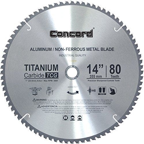 Concord blades acb1400t080hp 14-inch 80 teeth tct non-ferrous metal saw blade for sale