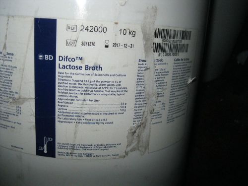 10 Kg BD Difco Lactose Broth 242000 Dehydrated Good Until 12/31/2017 $1293