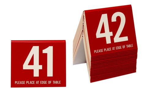 Plastic Table Numbers 41-60, Tent Style, Red w/white number, Free shipping