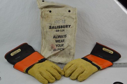 SALISBURY GB-114 RUBBER &amp; LEATHER GLOVE KIT SIZE 10-12&#034; USED