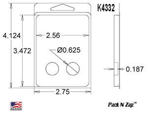 K4332: 975 - 4&#034;H x 3&#034;W x 0.187&#034;D Clamshell Packaging Clear Plastic Blister Pack