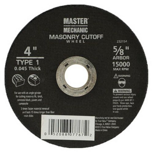 Master Mechanic 4&#034; x .045 x 5/8&#034; Masonry Cutoff Wheel 228364