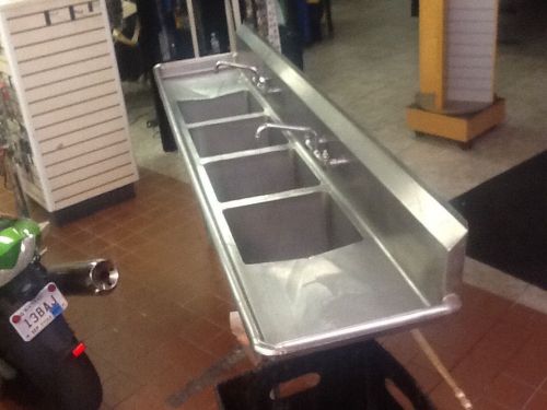 Stainless steel 4 compartment bar sink used