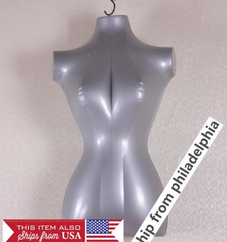 Brand New Silver Female Inflatable Torso Form Mannequin