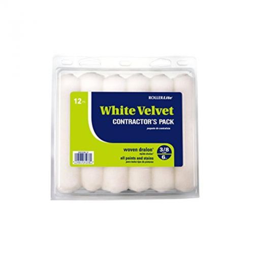 6&#034; x 3/8&#034; Nap Roller Lite White Velvet Contractor Pack Mini Rollers 6WV038-12