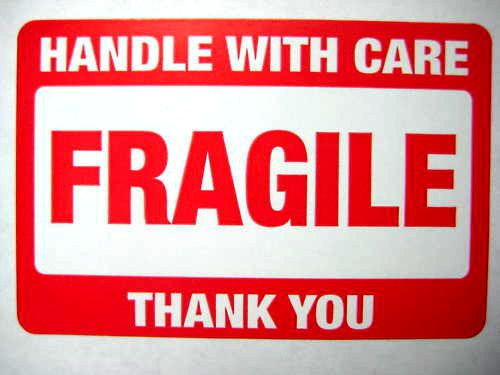 500 2 x 3 Fragile Handle with Care Label Sticker.Plus 20 yellow smiley labels