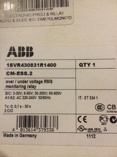 ABB OVER AND UNDER VOLTAGE RMS MONITORING RELAY CM-Ess.2 1svr430831r1400 New
