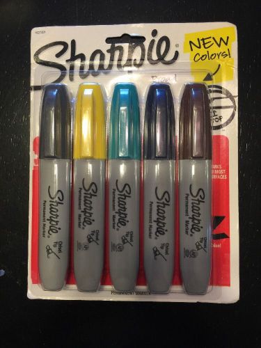 Sharpie Permanent Markers, Broad, Chisel Tip, 5-pack, Assorted New Colors