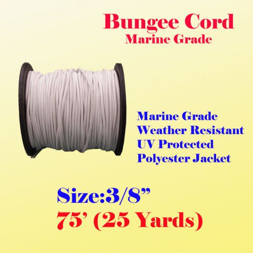3/8&#034; x  75 Ft (25 Yard) Premium Marine Grade Bungee Shock Stretch Cord UV White