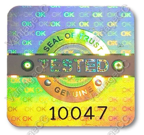 980x LARGE TESTED Security Hologram Stickers, 20mm Square, Warranty Labels QC