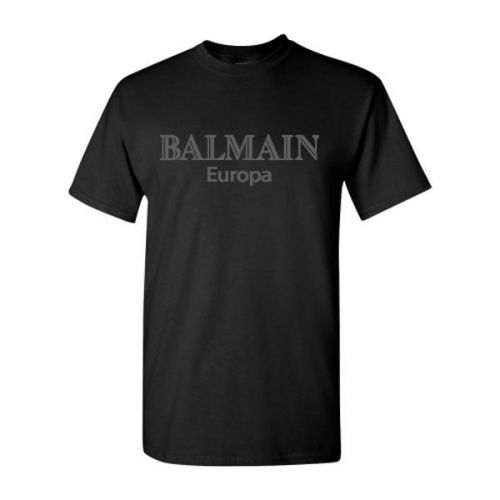 Hot item balmain h&amp;m flock print t-shirt tee black s,m,l,xl,xxl hm europa logo for sale