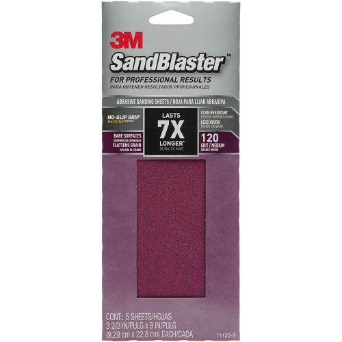 Sandblaster (tm) pro sandpaper 3.66 inch x 9 inch 120 grit 5/pkg- 051141931128 for sale