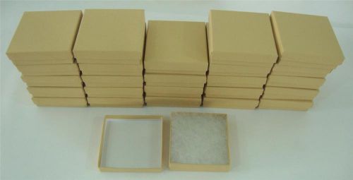 25 New 3.5&#034; x 3.5&#034; Gift Boxes Kraft Cotton Filled Jewelry Retail Store Supplies