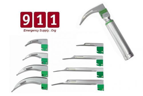 Fiber optic intubation kit laryngoscope miller &amp; mac blades - handle 9 piece for sale