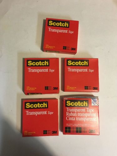 Lot Of 5 Scotch Transparent Tape, 1 x 2592 Inches, Boxed (600)