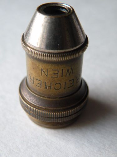 ANTIQUE Vintage brass objective 3 microscope REICHERT WIEN