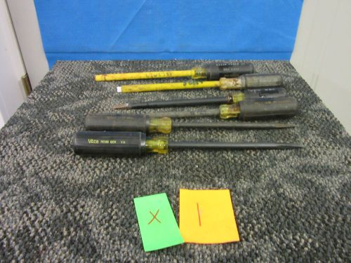 6 SCREWDRIVERS STRAIGHT FLAT HEAD KLEIN VACO ELECTRICIAN COATED TOOL USED
