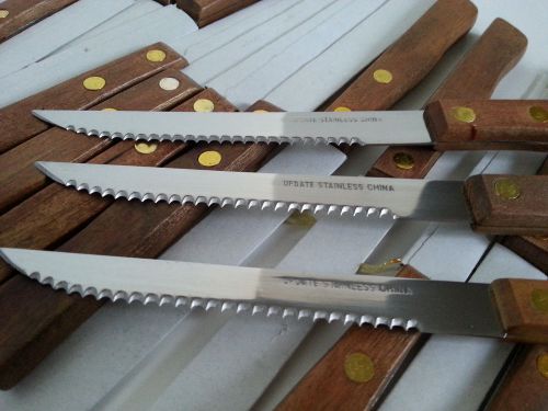 Update Steak Knife International WSK-30 wood Stainless Steel 4-1/4&#034; blade lot 24