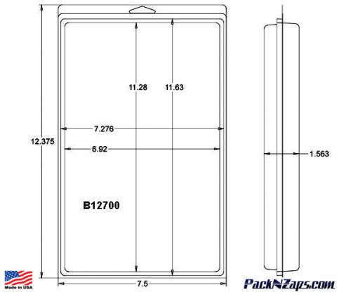 B12700:  60 - 12.4&#034;H x 7.5&#034;W x1.6&#034;Th Clamshell Packaging Clear  Plastic Pack