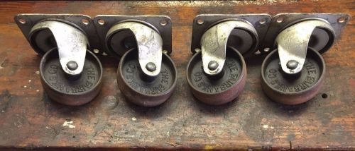 4 vintage fairbanks 4&#034; swivel cast iron ball bearing casters industrial duty usa for sale