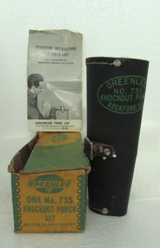 Greenlee no. 735 knockout punch w/ leather case + 3/4&#034; x 4&#034; bearing driver screw for sale