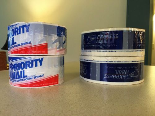 Vintage Priority Mail and Express Mail Packing Tape Mailing 4 Rolls (2 half)