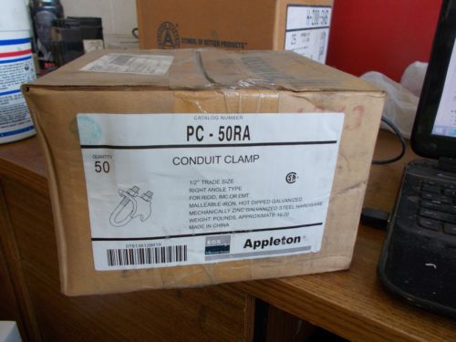 NEW BOX OF 50 APPLETON CONDUIT CLAMP 1/2&#034;&#034; PC-50RA