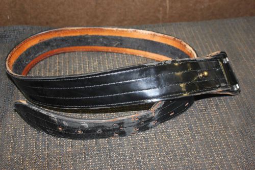 Vintage Don Hume Black Leather Police Duty Belt 34&#034;  #1216