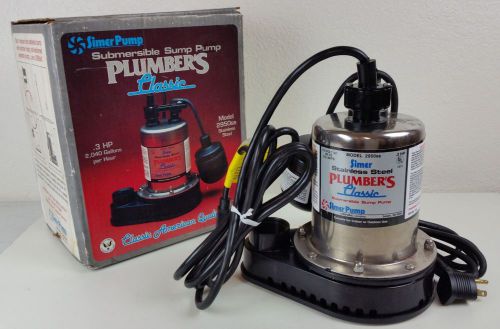 Simer .3 HP Stainless Steel Model 2950ss Sump Pump - Unused New Old Stock