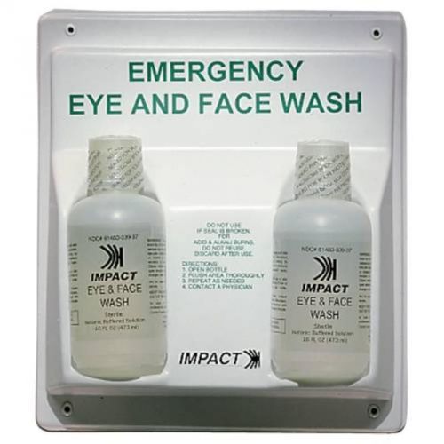 Double eye/face wash station w/16 oz bottles impact products first aid 7349 for sale