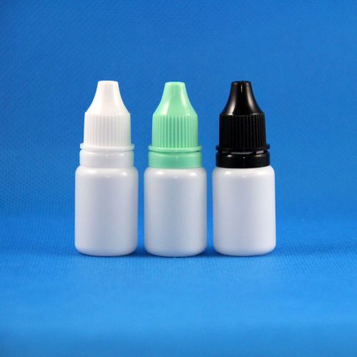 100 10 ML 1/3 OZ WHITE Plastic Squeeze Dropper Bottles Tamper Proof Thief Safe